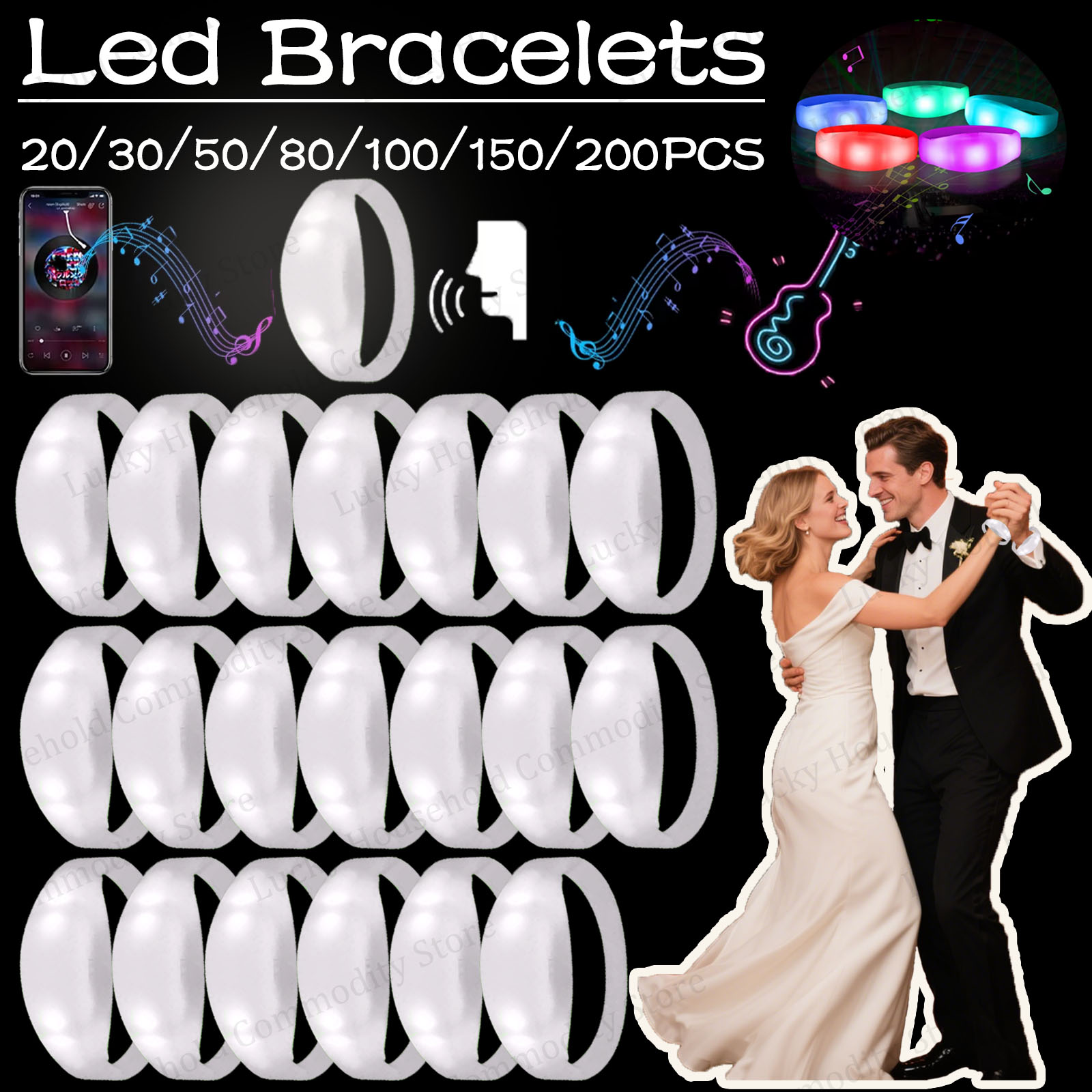 20-100PCS 음악 및 사운드 활성화 Led 팔찌  - Audio Music Dj 리뷰 및 가격