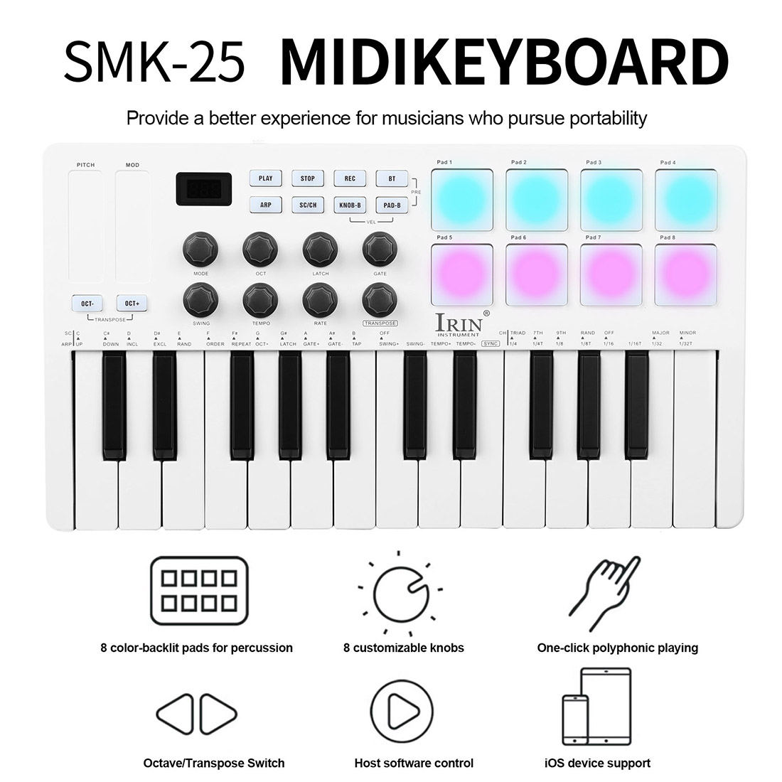 SMK-25 휴대용 키보드, MIDI 컨트롤러, 블루투 - Midi Controller Pad 리뷰 및 가격